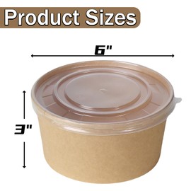 FISDEN 50 Pack Kraft Paper Bowls with Lids, 32 Oz Large Soup Serving Bowls Bulk, Oil-proof To Go Food Containers for Hot Cold Fruits, Ice Cream, Meal Prep