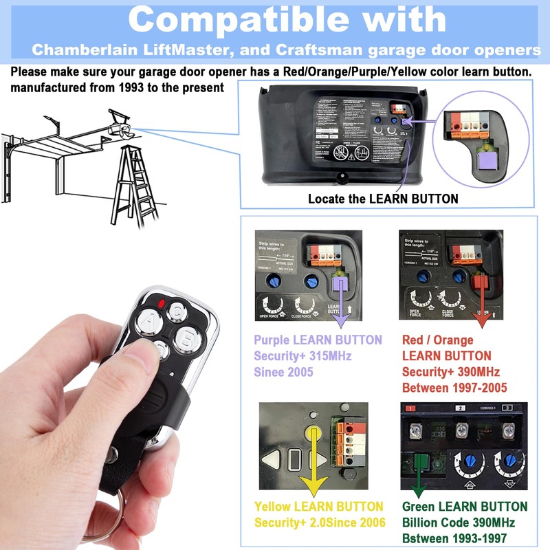 2 Garage Door Opener Remote, for Chamberlain Craftsman Lift Master