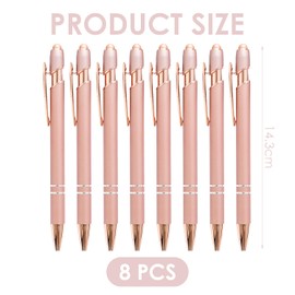 Pack of 8 Metal Ballpoint Pens, Retractable Ballpoint Pens, Portable Water Pens, Ballpoint Pen with Black Ink, Office and School Stationery