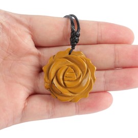 Lovionus89 Handmade Flower Healing Crystal Rose Pendant for Women Floral Design Charm for Valentine's Day, Stone, No Gemstone