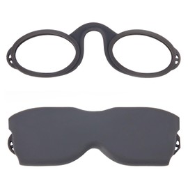 REAVEE Ultra Slim Armless Reading Glasses for Men Women, Small and Flat Readers Compact Pocket Size with Stick-on Case Holder,Grey 2.0
