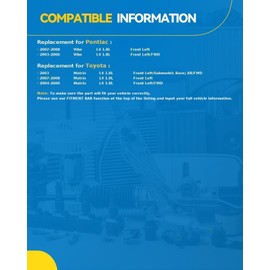 PHILTOP CV Axle Shaft Assembly Compatible with Pontiac Vibe 2003-2006 FWD 1.8L, Front Left Complete CV Joint Axle Shaft 1 PCS