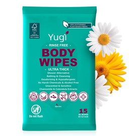 Body wipes (1 pack) 15 XL ultra thick shower wipes for Adult Bathing,Camping,Traveling,Gym,Nursing,car,Unscented,no-rinse bathing washcloths,Shower alternative face and body extra moist wipes