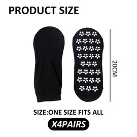 MAXQUU 4 Pairs Polka Dot Socks with Grip Non-Slip Socks, Breathable and Sweat-Absorbing, Women's Yoga Socks, Trampoline Socks, Indoor Floor Socks, Fitness Non-Slip Socks, black