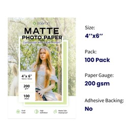 Matte Photo Paper 4x6, Goefun 200 GSM Inkjet Photo Paper for Printer 100 sheets of Photo Printer Paper for Dye Ink and Pigment Ink