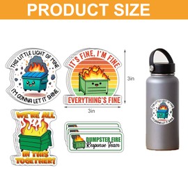 12-Pack Dumpster Fire Stickers - its fine im fine Everythings fine - Waterproof, Durable, 3-Inch Stickers for Laptop, Phone, Water Bottle, Cars, and More - Humorous