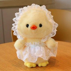 【Ships in 24 Hours】Cute Gauze Duck Stuffed Toy - Creative Animal Soft Stuffed Doll for Adults - Dress: Gauze