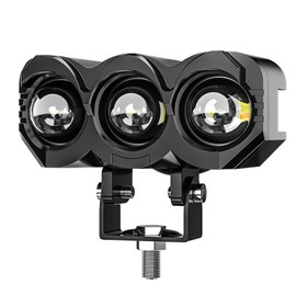 2pcs Motorcycle LED Spotlight White Yellow Dual Light Aluminum IP68 Waterproof DC9 to 80V 1200LM Owl Headlight