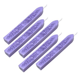 Wax Seal Sticks, Yoption 5 Pcs Totem Fire Manuscript Sealing Seal Wax Sticks with Wicks Multi-Color Cord Wick Sealing Wax for Postage Letter Retro Vintage Wax Seal Stamp (Purple)