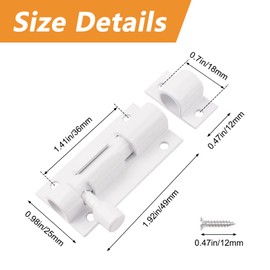 MOROBOR Door Security Slide Latch Lock, 2inch Thickened Stainless Steel Sliding Door Lock with Screws Slide Door Bolt Lock for Home Yard(White-4PCS)