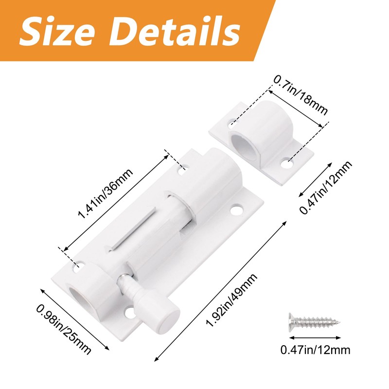 MOROBOR Door Security Slide Latch Lock, 2inch Thickened Stainless Steel