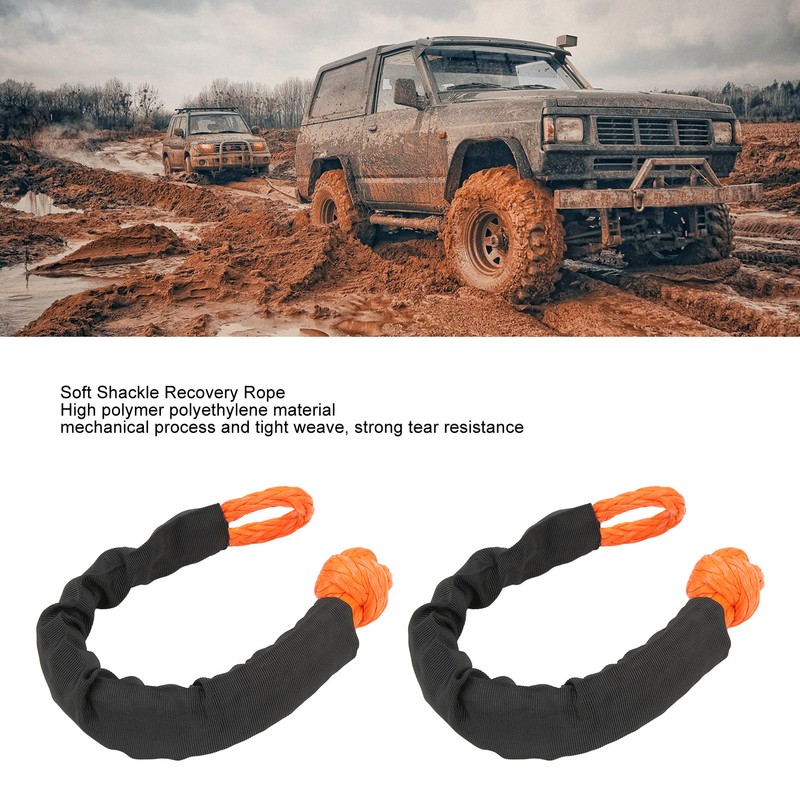 9mm Soft Shackle Recovery Rope 2PCS Orange Portable Lightweight 14