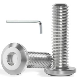 VGBUY VGBUY M8-1.25 x 10 mm 65Pcs Flat Head Hex Socket Cap Screws Bolts,304 Stainless Steel 18-8,Full Thread,Hex Spanner Included (VG30119)