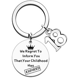 JETTOP 18th Birthday Gifts for Girls 18th Birthday Gifts for Boys Keyring Inform You That Your Childhood Has Expired