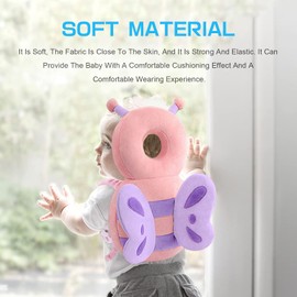 JEJA Baby Head Protection, Adjustable Protective Pillow Baby, Safety Guard Pillow for Children 4-24 Months - Butterfly with Knee Pads Baby Crawling