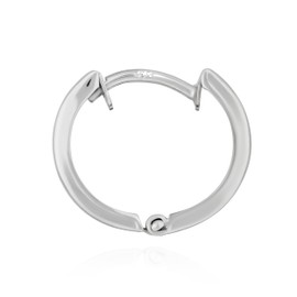 NKlaus Single 15 mm or 13 mm Hinged Hoop Earrings 925 Sterling Silver Rhodium-Plated High Gloss Unisex Earrings, Sterling Silver