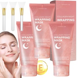 Collagen Night Wrapping Mask, Collagen Mask Overnight, Collagen Overnight Wrapping Peel Off Facial Mask, Angel Silk Collagen Mask for All Skin Types (Pack of 3)