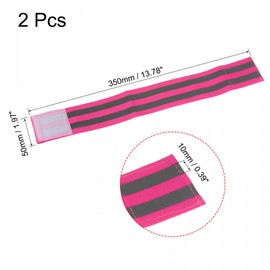 sourcing map Reflective Bands for Arm Wrist Ankle Leg 14x2 Inch Strip High Visibility Reflective Running Gear for Cycling Running Walking Pink 2 Pack