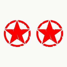 Autodomy Pack 2 Units Military Star Stickers | Army US Star Sticker 15x15 cm | Vinyl Stickers Stars for Car and Motorbike Resistant Rain and UV | Star Army Sticker Easy Install | Red