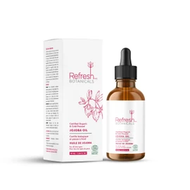 Organic Jojoba Oil by Refresh Botanicals, 100% Pure & ECOCERT COSMOS certified | Cold Pressed Unrefined Hexane Free Oil for Hair, Face, Body, Nails & Cuticles | Cold Pressed, No Additives, No Preservatives | Product of Canada | 90 ml