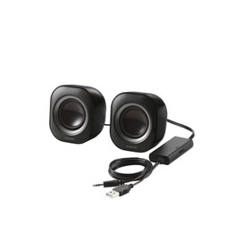 Elecom MS-P08U2BK Speaker, USB Powered, 4W, Compact, φ3.5 Mini Plug Connection, Black