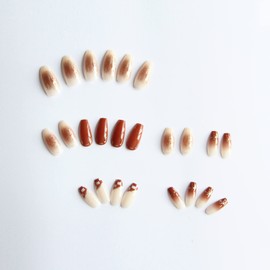 24 Pcs Nail Tips, Checkered Nails, Dark Brown Fake Nails for Take Pictures, Weddings, Coming-of-age Ceremonies, Parties, After-parties, Pearls, Rhinestone