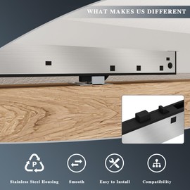 2PCS Stainless Steel Barn Door Soft Close Mechanism, Upgraded Universal Weight Compatibility Support Door up to 160lbs, Effortless Opening Closing Hole-Free Hardware for Flat Track, Silver