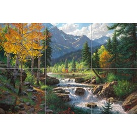 Ceramic Backsplash Tile Mural Woodland Landscape Woods Kitchen/Bathroom/Living Room - Mountain Melody - Mark Keathley