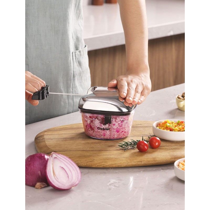 Manual Food Processor Vegetable Chopper, Geedel Pull Chopper with String,