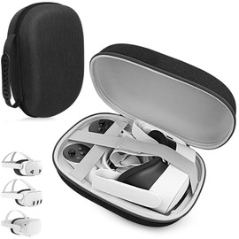 MS.CLEO Hard Carrying Case for Meta Quest 3s/Meta Quest 3, Compact Hard Shell for VR Headset, Compatible with Elite Strap Battery Version Headband, Travel Protection and Home Storage (Black)