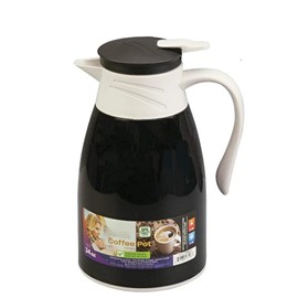 Insulated Thermal Coffee Carafe – 1L (34 oz) Vacuum Flask with Push-Button Dispenser | Hot & Cold Beverage Pitcher with Vacuum Glass Liner, BPA-Free Plastic Exterior (Black)