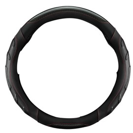 Voarge Car Steering Wheel Cover Leather, PU Leather Flat Bottom Steering Wheel Cover, Anti-Slip Breathable Steering Wheel Protector for Car Truck