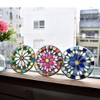 Forkart CNJYK5 Cute Handmade Glass Moissanite Coaster, Flower, Pink