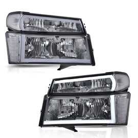 PIT66 LED DRL Headlights, Compatible with 2004-2012 Chevy Colorado/2004-2012 GMC Canyon/2006 Isuzu i-280 i-350/2007-2008 Isuzu i-290 i-370 Smoke Lens Chrome Housing Clear Reflector