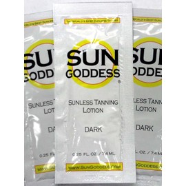 Sun Goddess - Sunless Self Tanning Lotion - DARK - Includes (3) THREE 0.25 oz. Samples +! Sun Goddess - The World's Best and Darkest Sunless Self Tanning Lotion Tanner