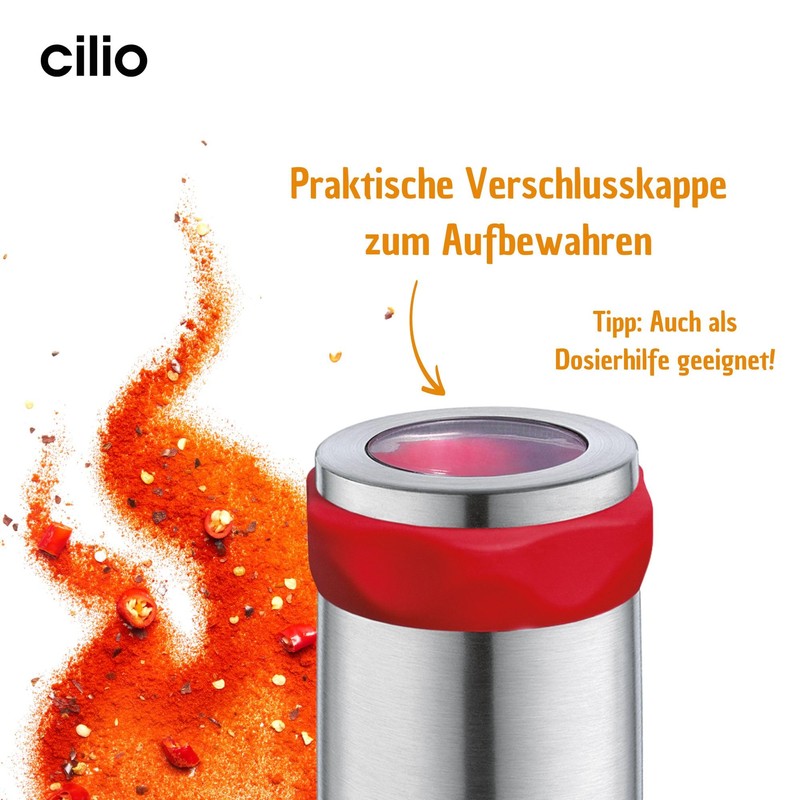 Cilio Premium Piccante Chili Chilli Mill Grinder Red, one size,