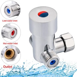 Jadeshay G1/2 Inch Thermostatic Mixing Valve, 3-Way Water Valve, Hot Cold Water Mixing Valve, Thermostatic Mixer Temperature Control for Automatic Tap