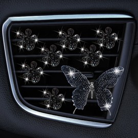 Dotesy 8 Pcs Bling Butterfly Air Vent Clips Black Daisy Air Vent Clips, Cute Flower Car Air Fresheners Vents Clips Car Interior Decor Charm Bling Car Accessories Car Decoration for Women (Black)