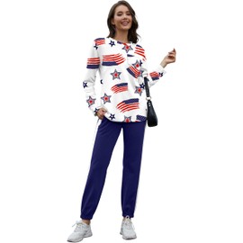 RUBZOOF Lounge Sets for Women 2 Piece Outfits Star Striped Matching Sets Women Clothing USA Flag Airport Travel Outfits 2025 S