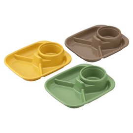 Inomata Chemical 1425 Barbecue Dish, 3 Color Set, Yellow, Green/Brown, Approx. 8.7 x 7.2 x 1.2 inches (22 x 18.3 x 4.6 cm), Pack of 3