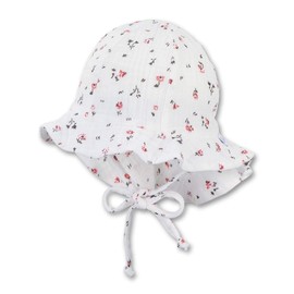 Sterntaler Flapper for Girls with Ties, Neck Protection and Muslin Fabric with Small Flowers (Flapper 1402121) - ecru, size: 45