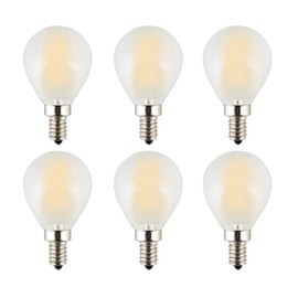 OPALRAY G45(G14) Mini Globe LED Bulb, 2W 200LM, Dimmable, 25W Incandescent Replacement, Warm White Light 2700K Filament Tungsten, E12 Candelabra Base Bulb, Eye-Protected Frosted Glass Cover, 6 Pack