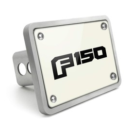 iPick Image Ford F150 2015 to 2018 UV Graphic White Plate Billet Aluminum 2 inch Tow Hitch Cover, Made in USA