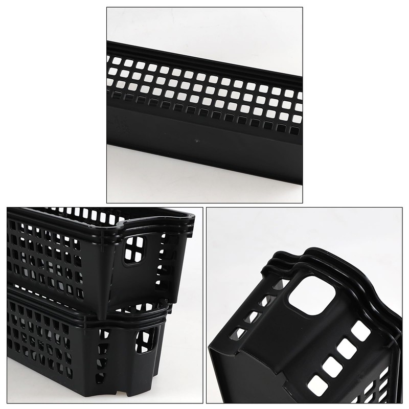 Morcte 12 Pack Narrow Plastic Storage Basket, Stacking Slim Baskets,