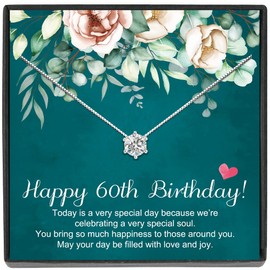 JeeweLife 60th Birthday Gifts for Women, Sterling Silver Necklace for Women, 60 Years Old Gift for Women, Best Gifts for 60 Year Old Women
