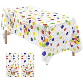 Jinlaili Pack of 2 Tablecloth, Party, Birthday Tablecloth, 137 x 274 cm, Colourful Tablecloth, Reusable, Waterproof Plastic Tablecloths, Table Cloths, Oilcloth Tablecloth for Party, Birthday