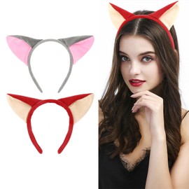 AMCAMI Fox Ears Headband 2 PCS Christmas Animal Ears Headband Fox Ears Festival Theme Party Headbands