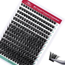 FADVAN Cluster Eyelash Extensions 280 Pieces Curl D Eyelashes Individual False Eyelashes Professional Natural Bouquet Cluster Eyelashes for DIY (100D-0.07D, Blend 8-16mm)