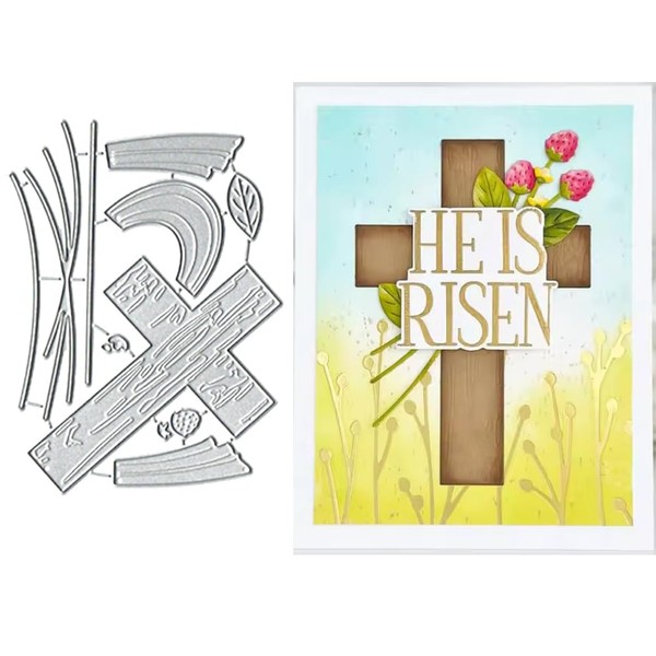 Happy Easter Cross Flowers Metal Die Cuts, Easter Cross Frame
