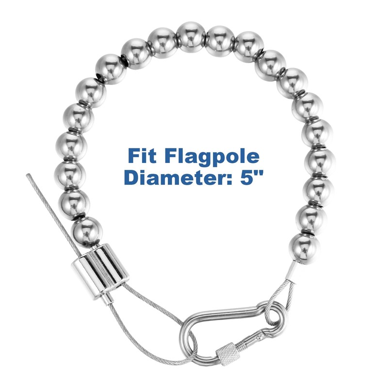 Afcabakila Flag Pole Beaded Retainer Ring, Adjust Length 304 Stainless
